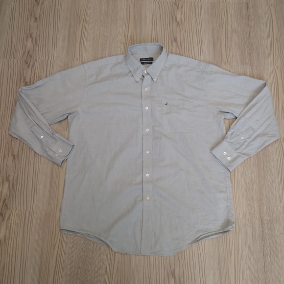 Nautica Other - Nautica Button Up Shirt Adults Men's Large 18" Collar Long Sleeve Light Blue
